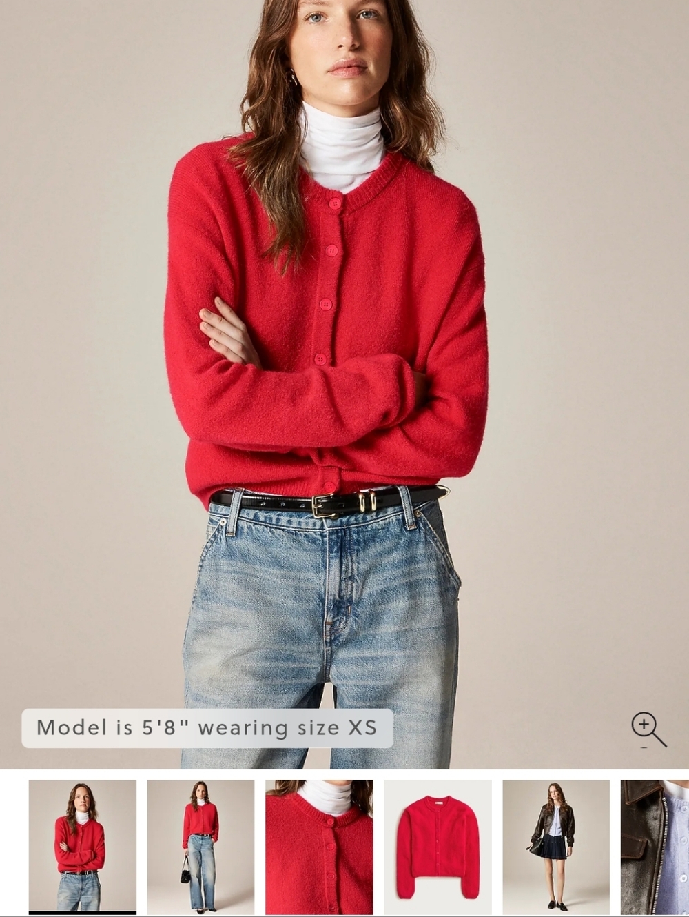 New! J. Crew super soft bubble hem Cardigan Red L large